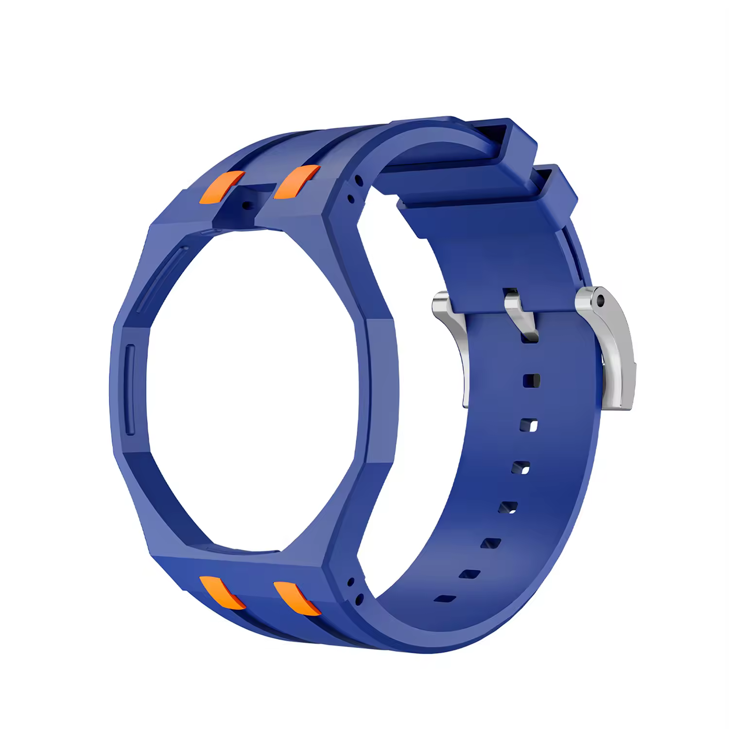 Rubber Swatch x Audemars Piguet watch strap on wrist